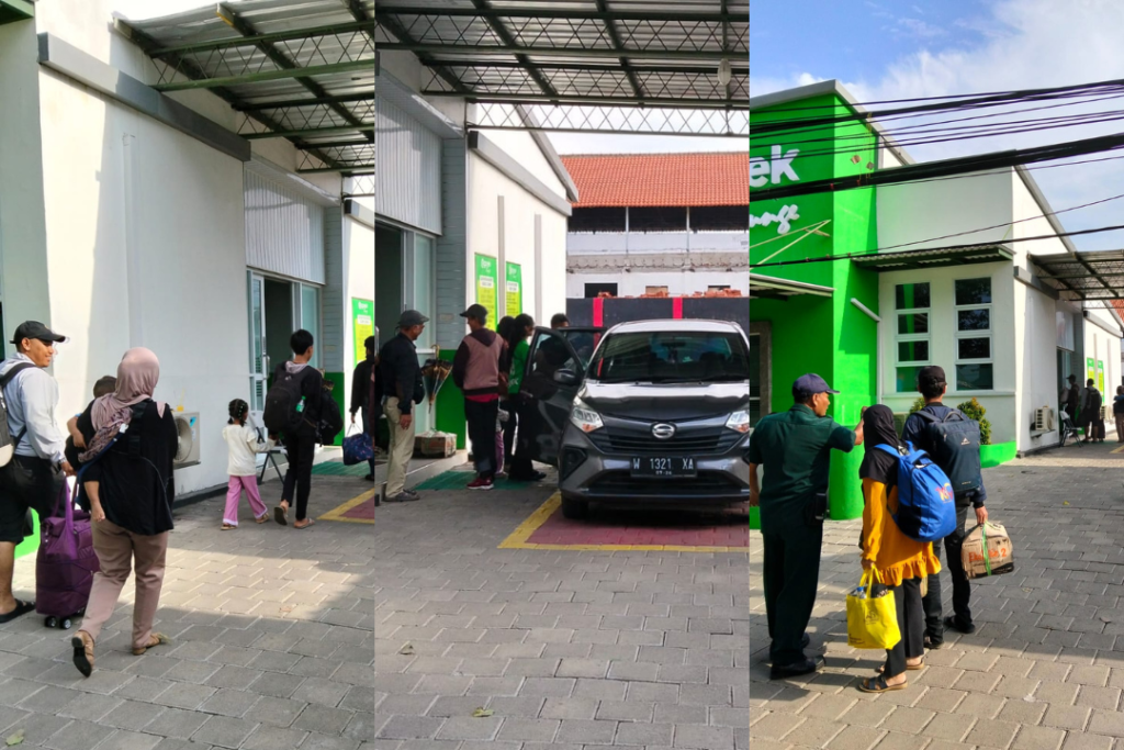 Gambar kedatangan para pemudik yang transit di Gojek Lounge Medaeng